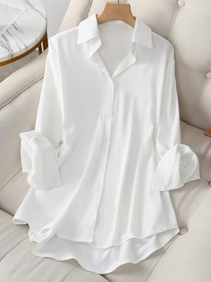 Lapel Single-breasted Solid Color Long-sleeved Blouse