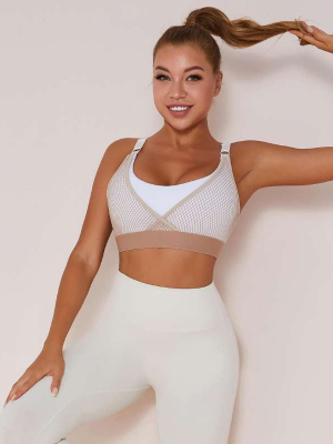 Quick-Drying Mesh Contrast Color Stitching Sports Bras