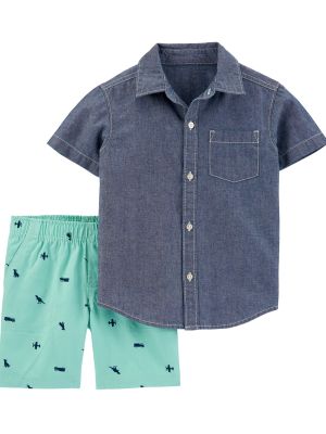 Carters 2-Piece Chambray Button-Front Shirt & Canvas Shorts