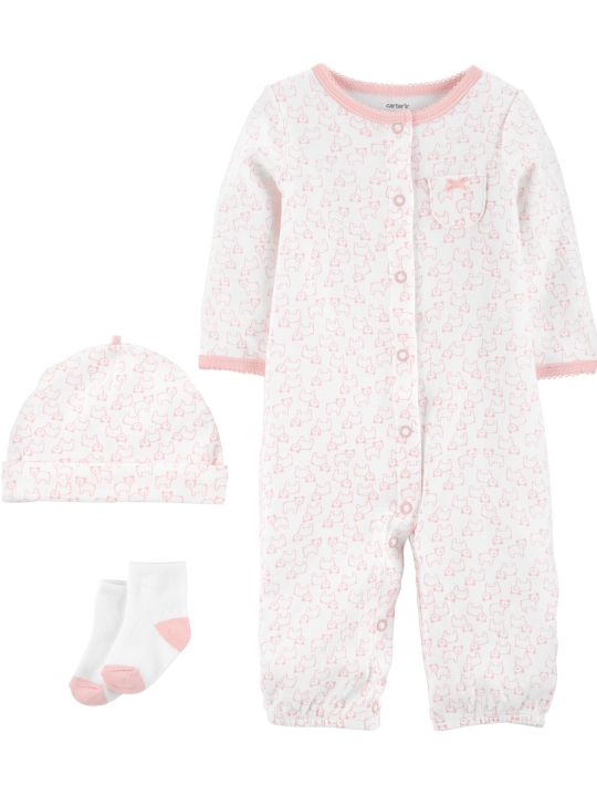 Carters 3-Piece Take-Me-Home Converter Gown Set - Pink