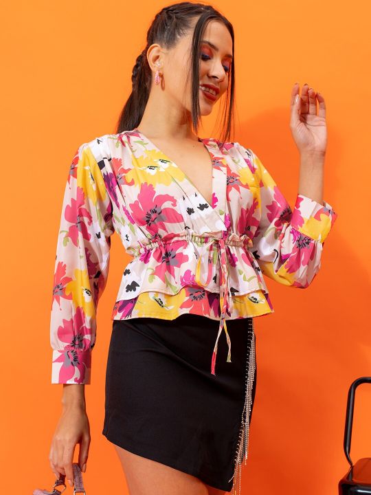 Floral Print Cinched Waist Top ( Stylecast X Hersheinbox )