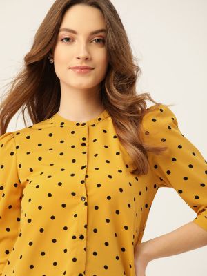Yellow & Black Print Shirt Style Top (DressBerry)