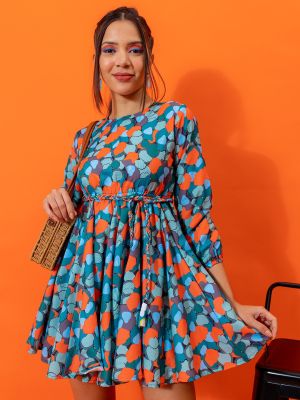 Abstract Fit & Flare Dress With Gathered Details (Stylecast X Hersheinbox)