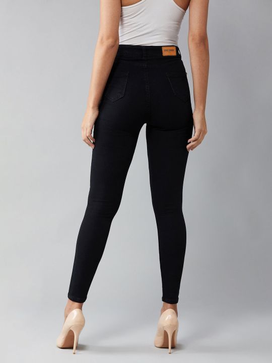 Black Skinny Fit High Rise Denim Jeans (DOLCE CRUDO)