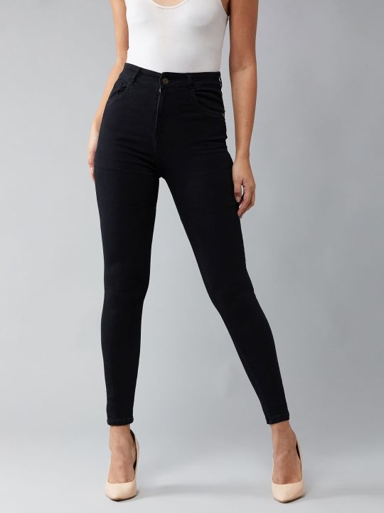 Black Skinny Fit High Rise Denim Jeans (DOLCE CRUDO)