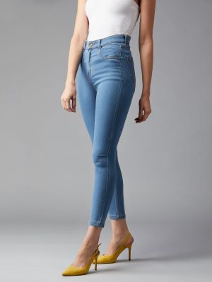 Blue Solid Skinny High Rise Denim Jeans (DOLCE CRUDO)