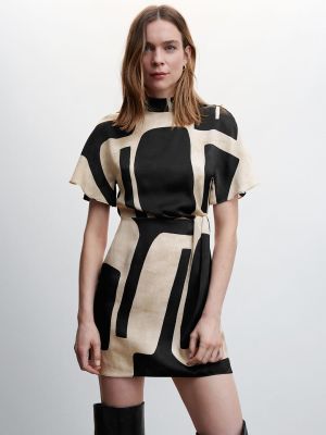 Extended Sleeves Abstract Printed Dress (MANGO)