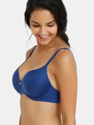 Marshmallow Padded Non Wired 3/4th Coverage T-Shirt Bra (Blue Depth)
