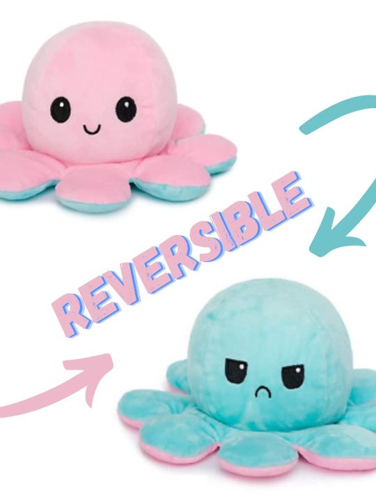 Octopus Plushie Reversible Soft Toys for Kids, 12 cm, Octopus (DIKANG)