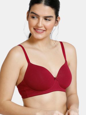 Padded Non-Wired 3/4th Coverage Ultra Low Back T-Shirt Bra (Beet Red)