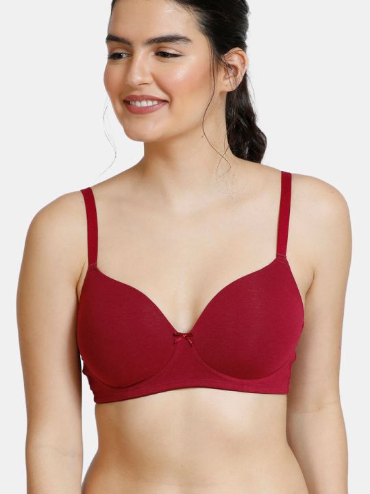 Padded Non-Wired 3/4th Coverage Ultra Low Back T-Shirt Bra (Beet Red)