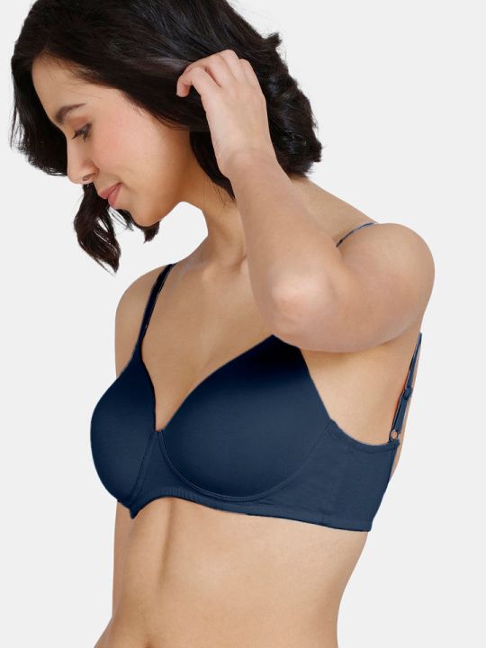 Padded Non-Wired 3/4th Coverage Ultra Low Back T-Shirt Bra (Sargasso Sea)