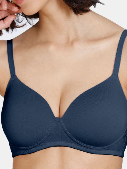 Padded Non-Wired 3/4th Coverage Ultra Low Back T-Shirt Bra (Sargasso Sea)