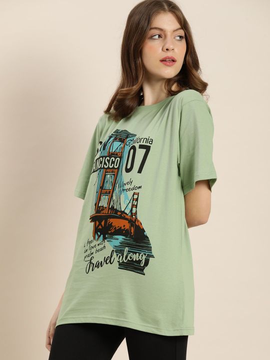 Pastel Green Graphic Oversized T-Shirt (DILLINGER)
