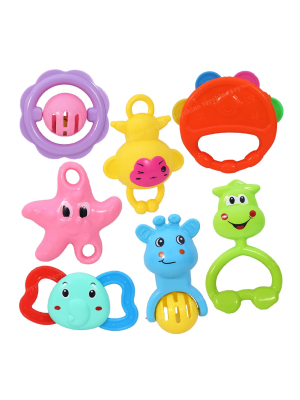Rattle Set with Teathers for New Born Babies, Pack of 7 (Toyshine)