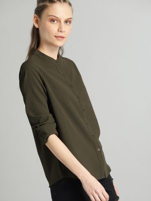 Roadster The Lifestyle Co Olive Green Shirt Style Top