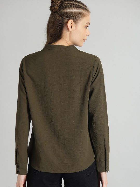 Roadster The Lifestyle Co Olive Green Shirt Style Top
