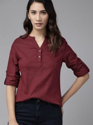 Roadster Women Maroon Solid Shirt Style Top