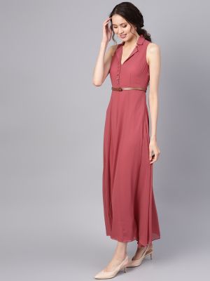 Rose Pleated Maxi Dress (SASSAFRAS)