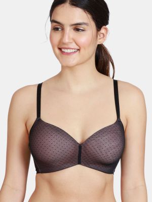 Shaper Padded Non Wired 3/4th Coverage T-Shirt Bra (Black)