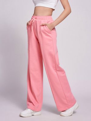 Solids Blossom Pink Flared Trouser for Women (The Souled Store)