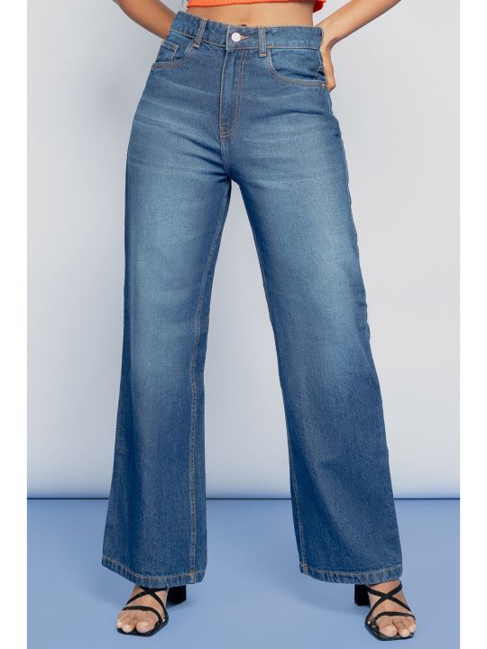 Wide Mid Blue Jeans (FREAKINS)