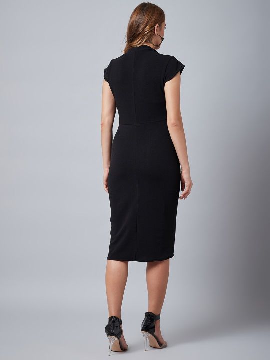 Women Black Solid Sheath Dress (Athena)