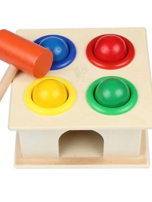 Wooden Hammer Ball Knock Pounding Bench with Box Case Fine Motor (Trinkets & More)