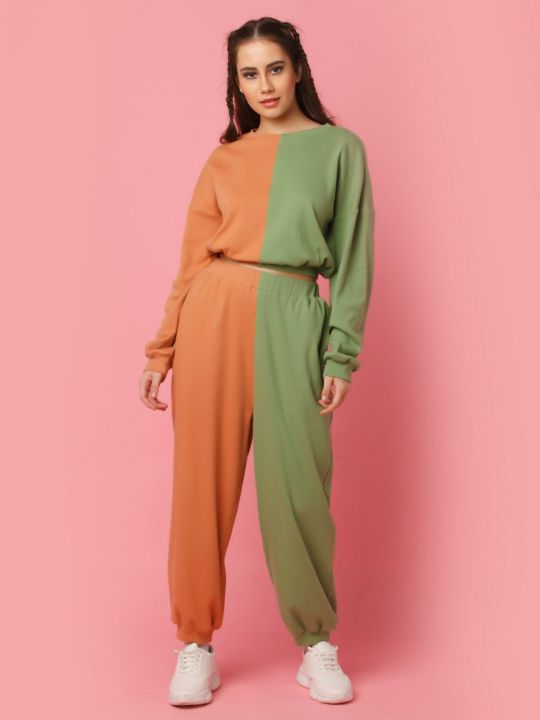 Green and Brown Fruity Colour Blocked Co-Ord (Zink London)