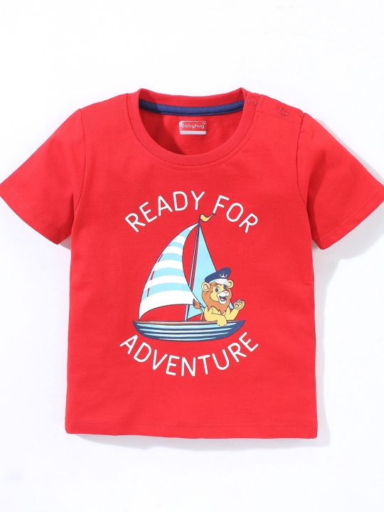 100% Cotton Half Sleeves T-Shirt And Shorts Ready For Adventure Print