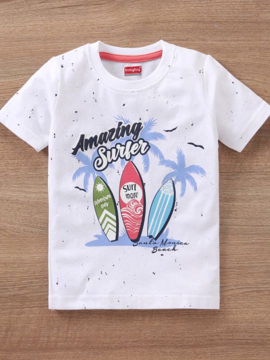 100% Cotton Half Sleeves T-Shirt & Shorts Set Surfing Print