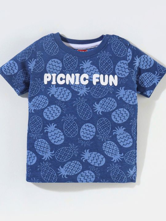 100% Cotton Knit Half Sleeves T-Shirt and Short Set Picnic Fun Print