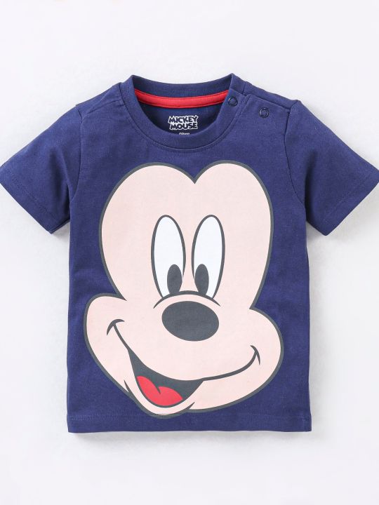 100% Cotton Knit Half Sleeves T-Shirt & Shorts Set Mickey Mouse Print
