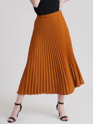 Accordion Pleated Skirt Camel (FableStreet)