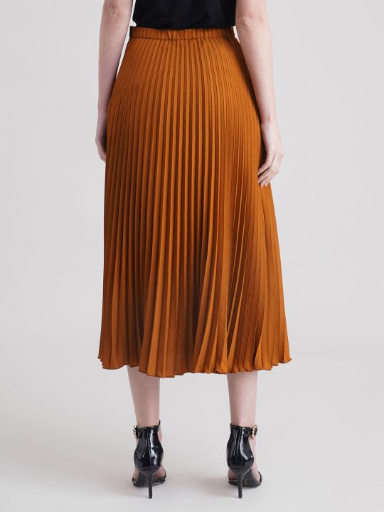 Accordion Pleated Skirt Camel (FableStreet)