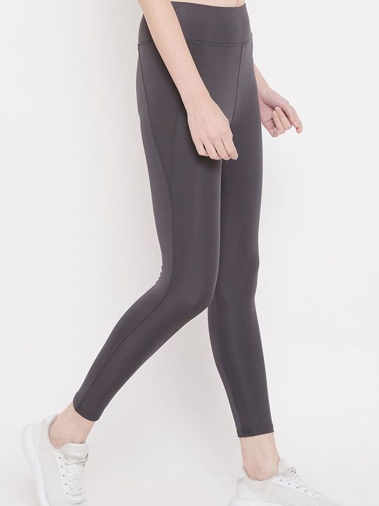 Active Tights with Wide Elastic Waistband in Dark Grey
