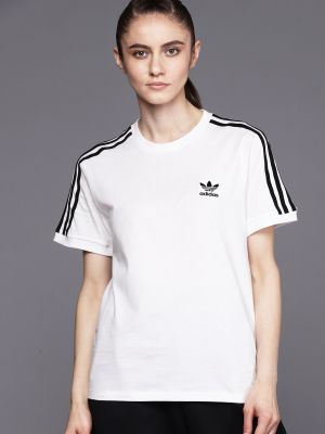 ADIDAS Originals Brand Logo Applique Detail Pure Cotton 3 Stripes T-Shirt