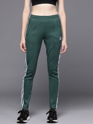 ADIDAS Originals Women Green Slim Fit Striped Sustainable Track Pants