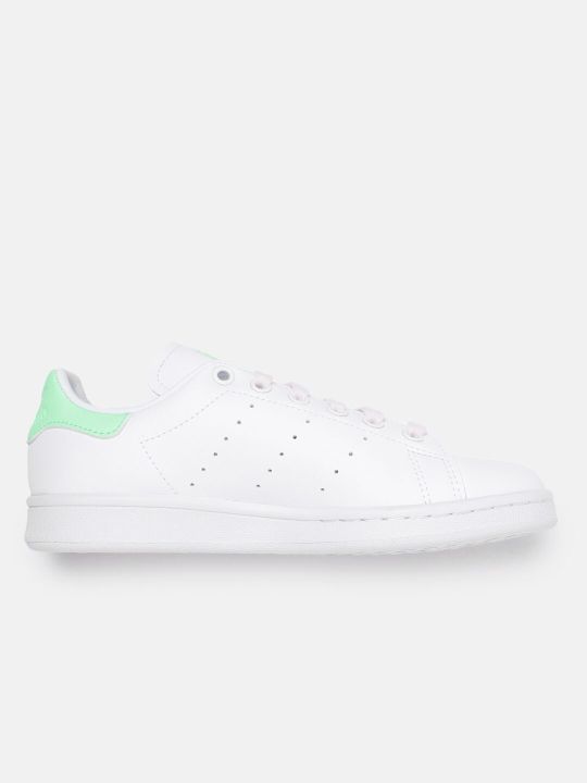 ADIDAS Originals Women White & Pink Perforations Stan Smith Sneakers
