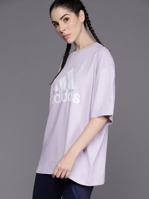 ADIDAS W BL BF TEE Logo Printed Drop-Shoulder Sleeves Pure Cotton Loose T-shirt
