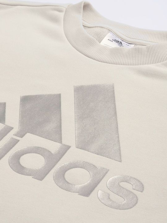 ADIDAS Women Beige BL FT Sustainable Brand Logo Printed Sweatshirt