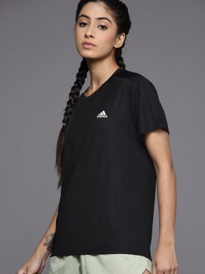 ADIDAS Women Black Solid Aeroready Technology Running T-shirt