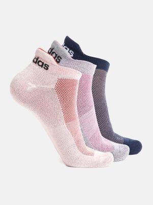 ADIDAS Women Grey & Pink Patterned Ankle Length Low-Cut Socks