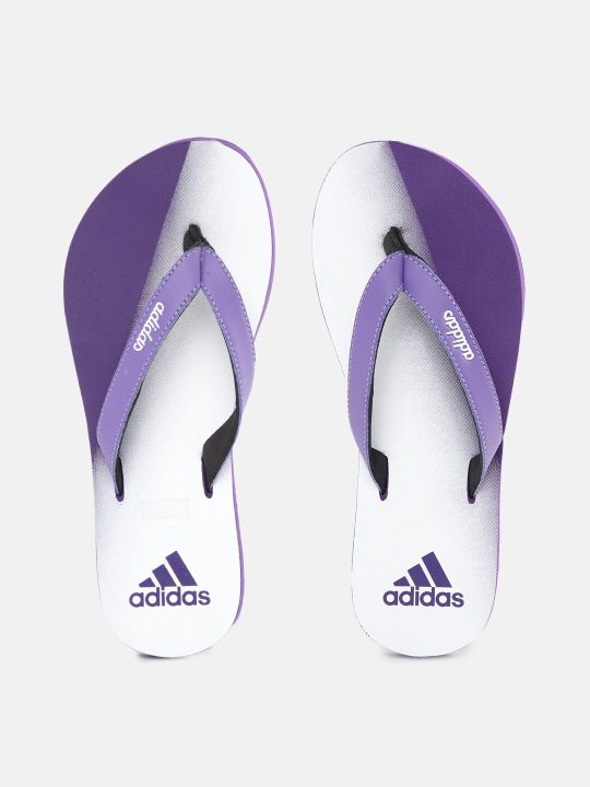 ADIDAS Women Purple & White Printed Galacto Thong Flip-Flops