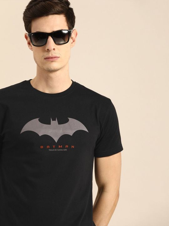 Batman Outline Logo Half Sleeve T-Shirt BML Black (Bewakoof)