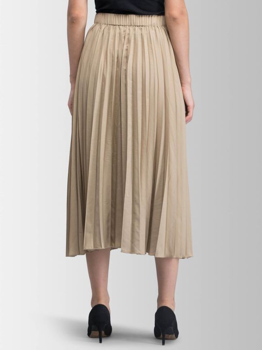 Beige Pleated Skirt (FableStreet)