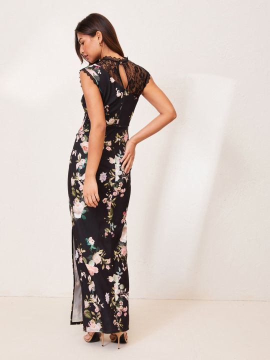 Black Floral Print Maxi Dress (Lipsy)