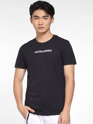 Black Logo Print Crew Neck T-shirt (Jack & Jones)