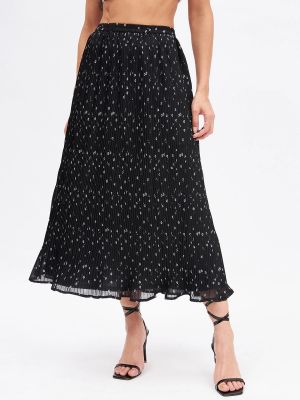 Black Polyester Skirt For Women (Kibo)