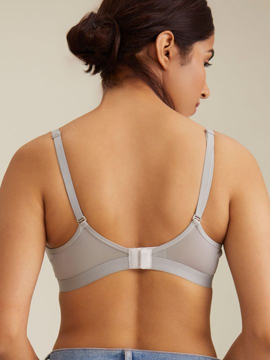 Breathe Cotton Padded Wireless T-Shirt Bra 3/4th Coverage - Grey NYB002 (Nykd)